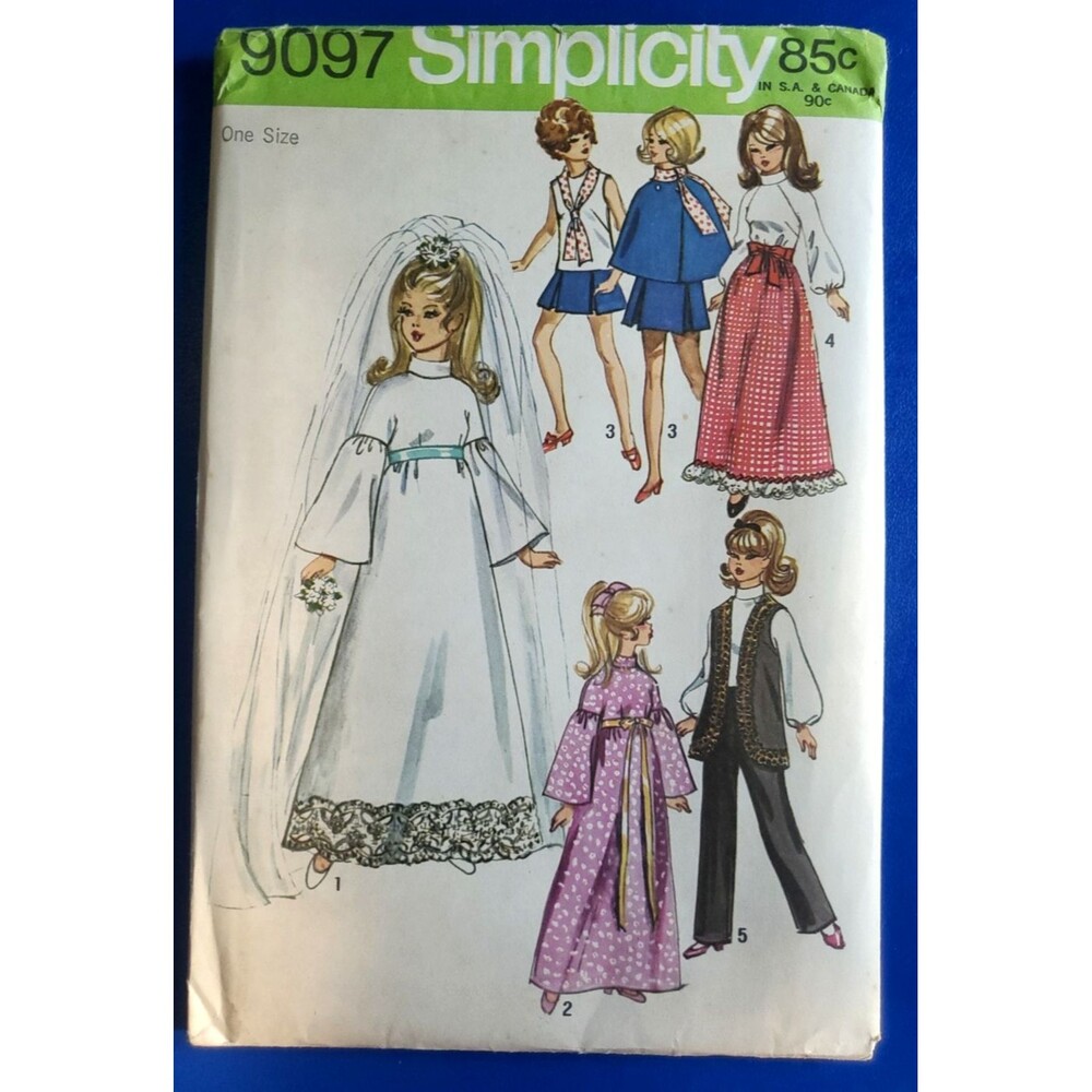 Vtg Simplicity 9097 Barbie Doll Clothes Sewing Pattern Wedding Dress 11.5 UNCUT